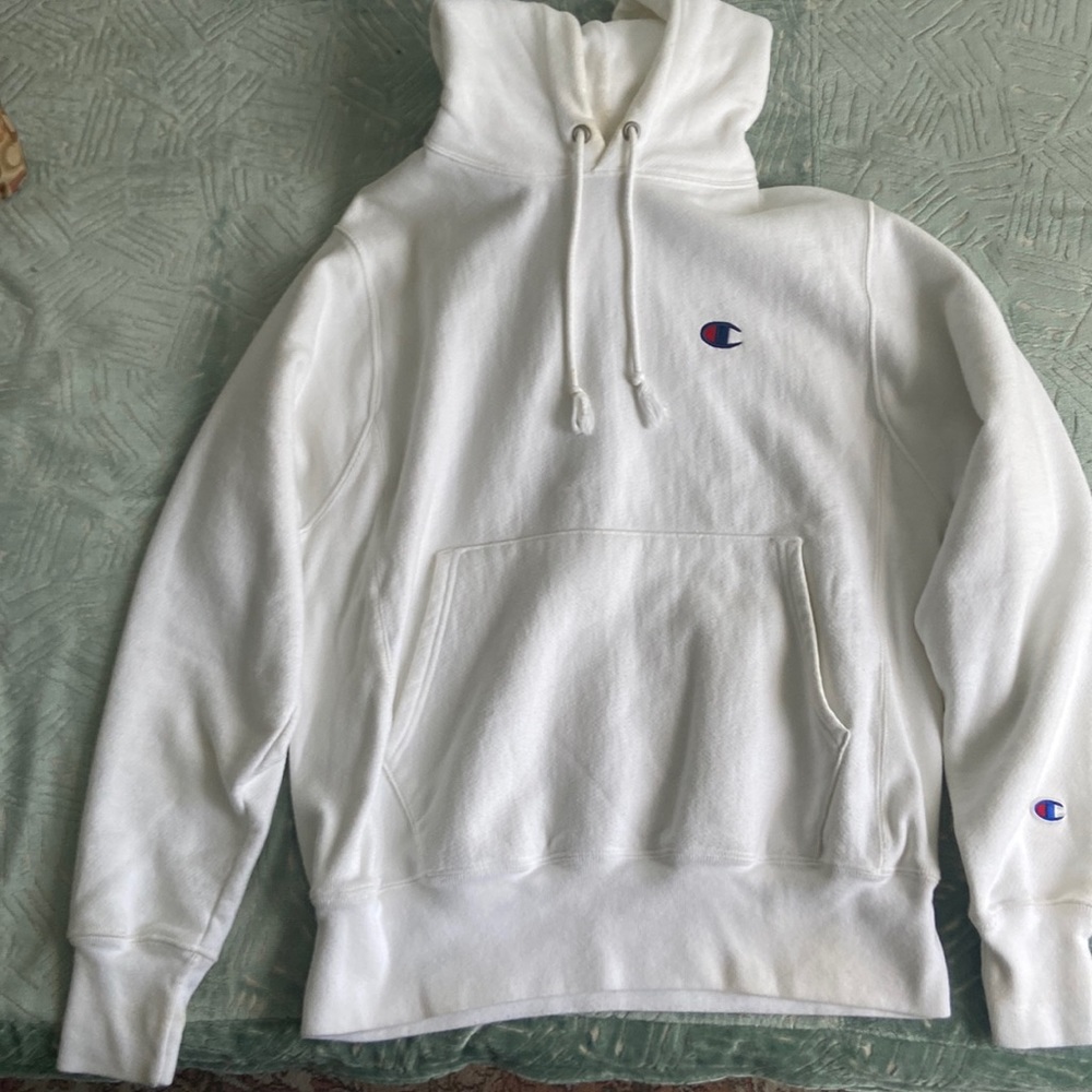 Champion White Reverse Weave Hoodie